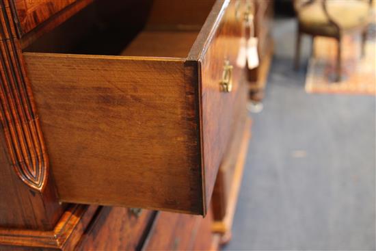 An early 18th century walnut chest on chest, W.3ft 5in. D.1ft 9in. H.6ft 3in.